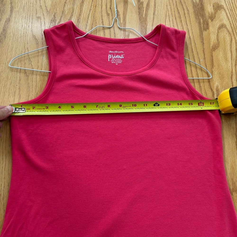 Norm Thompson Prima Pink Cotton Knit Sleeveless Dress Midi Size PS Petite - Picture 7 of 7